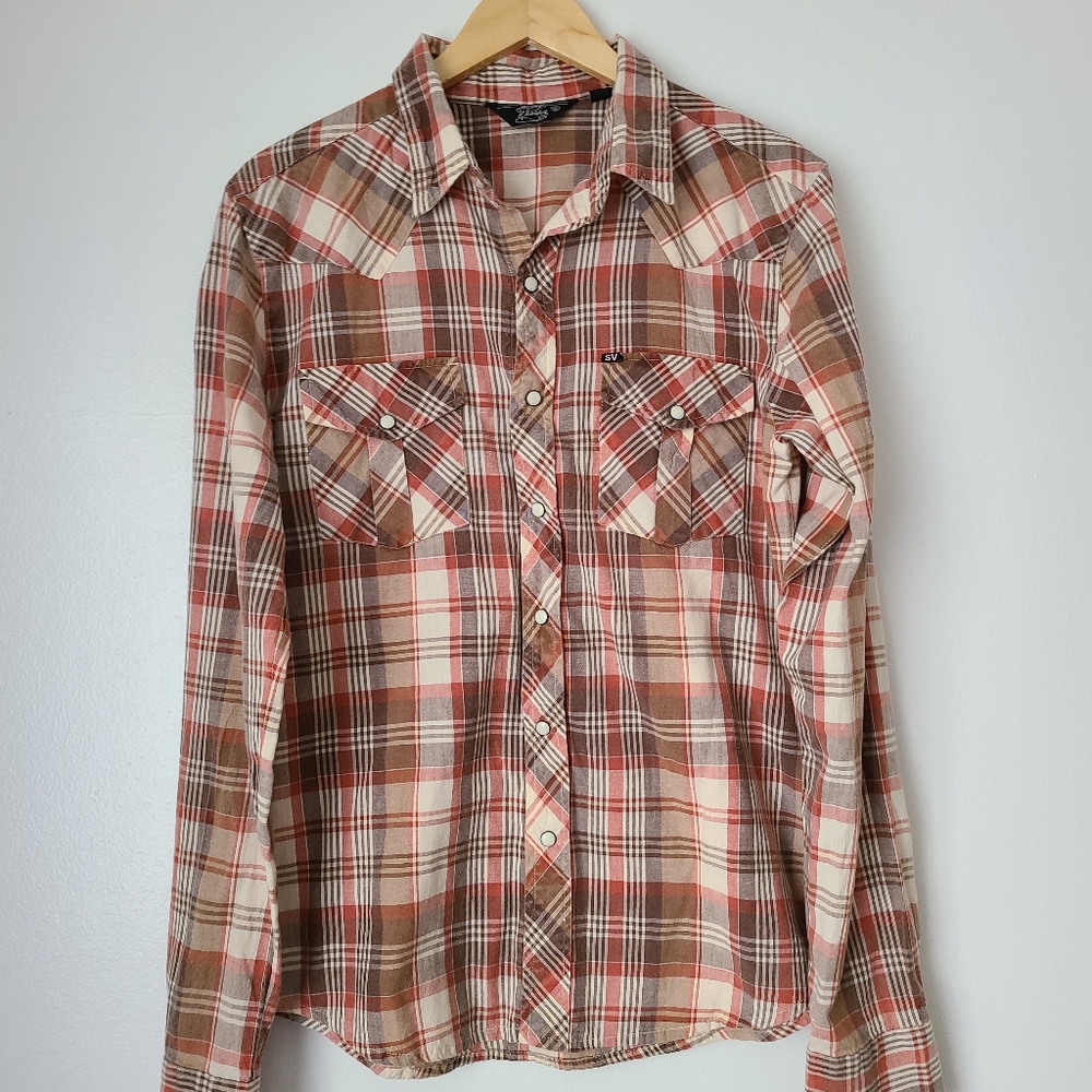 Salt valley western Plaid Button Down M